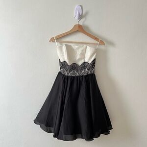 Gunne Sax Black & White Lace Dress